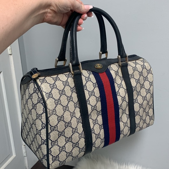 Authentic Gucci Sherry Line navy blue Ophidia Boston bag speedy bag - Picture 17 of 17